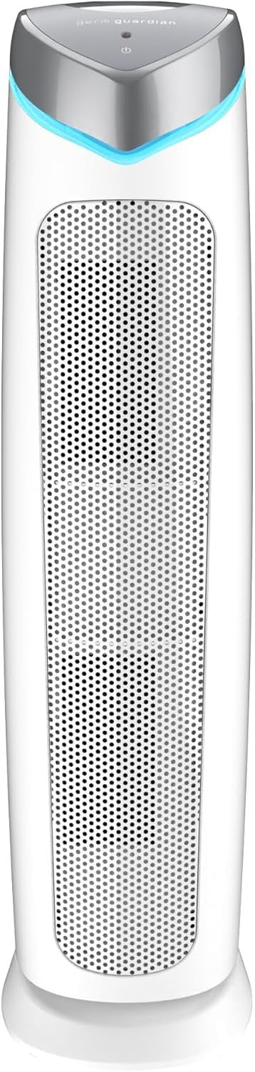 GermGuardian 5-In-1 HEPA Air Purifier for Home, Large Rooms Up To 915 Sq. Ft. with HEPA Pet Air Filter, UV-C Light & Odor Reduction, AC5250PT, 28′′ Tower, Black