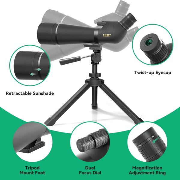 70af80f92e9f42498b2164df3d2b51c8 Gosky Updated 20-60×85 Dual Focusing Spotting Scopes with Tripod, Carrying Bag and Quick Phone Holder – BAK4 High Definition Waterproof Spotter Scope for Bird Watching Wildlife Scenery