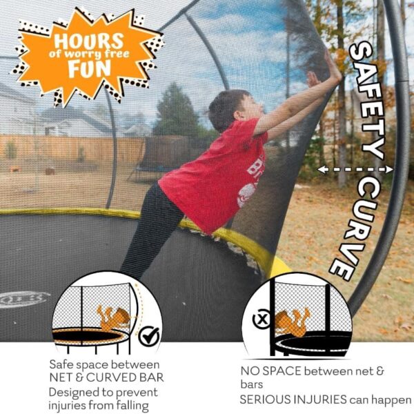 JUMPZYLLA Trampoline 8FT 10FT 12FT 14FT 15FT 16FT Trampoline with Enclosure – Recreational Trampolines with Ladder and AntiRust Coating, ASTM Approval Outdoor Trampoline for Kids