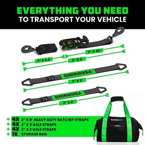 70ddf3a1ab9f45cb99bbdab450a56794 Car Tie Down Straps for Trailers with J Hooks (4-Pack) – 2 Inch x 8 Feet (10,000lb Break Strength) – Heavy Duty T-Handle Car Hauler Tire Straps for Trailer & UTV with Axle Straps – Black