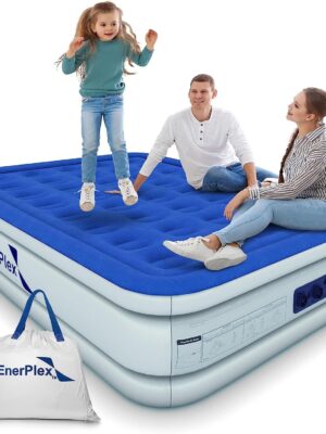 EnerPlex Queen Air Mattress with Built-in Pump – 16 Inch Double Height Inflatable Mattress for Camping