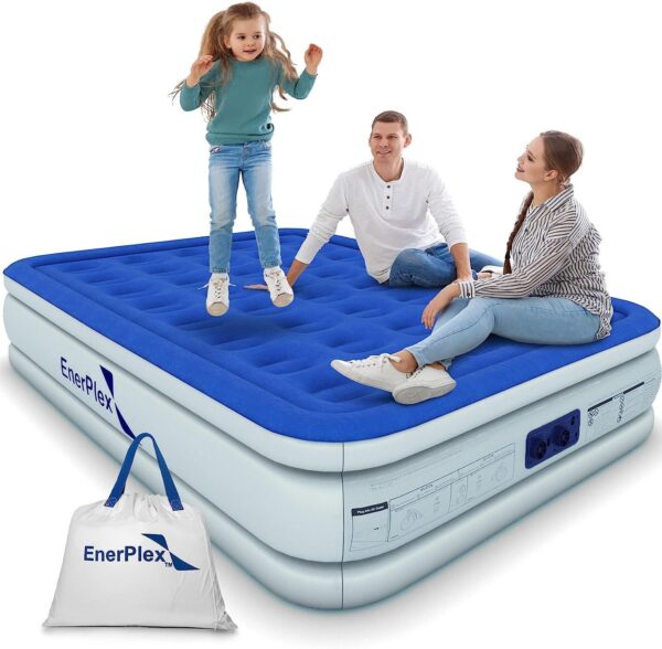 EnerPlex Queen Air Mattress with Built-in Pump – 16 Inch Double Height Inflatable Mattress for Camping