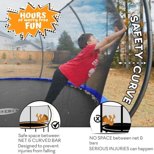JUMPZYLLA Trampoline 8FT 10FT 12FT 14FT 15FT 16FT Trampoline with Enclosure – Recreational Trampolines with Ladder and AntiRust Coating, ASTM Approval Outdoor Trampoline for Kids