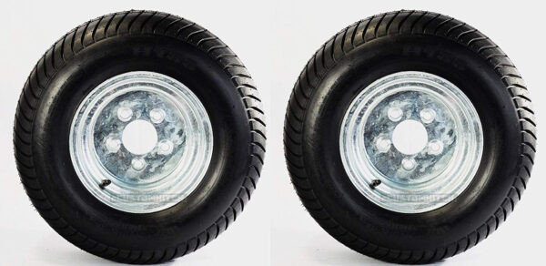 713fac41554342a79511cd01d3eb6534 2-Pack Trailer Tire On Rim 20.5X8-10 205/65-10 20.5X8.0-10 5 Lug E Galvanized