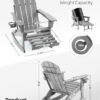 Folding Adirondack Rocking Chair,4-in-1 Multifunctional Patio Chair with Retractable Ottoman, Outdoor Chair Wood Texture, Lawn Chair for Porch, Backyard, Pool(Grey)