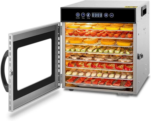 7173fc065373409488214202947a85fa Tray Food Dehydrator, Steel Fruit Dry Machine with 30 90∼C Adjustable Thermostat, 24hr Digital Timer