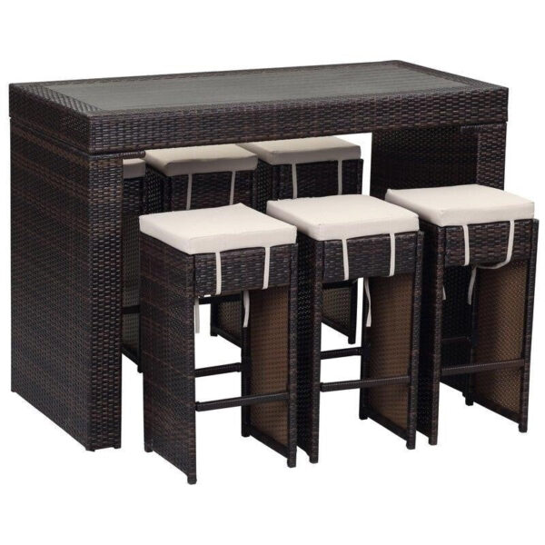 71969da0d12c44a29441cc828d590cbd 6 Person 59.1 Long Bar Height Dining Set with Cushions