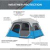 CORE Instant Cabin Tents with LED Lights | 6 Person / 9 Person / 12 Person Family Multi Room Lighted Pop Up Tents for Camping | Included Storage Pockets for Camping Accessories