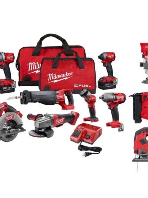 Milwaukee M18 FUEL 18-Volt Lithium-Ion Brushless Cordless Combo Kit (10-Tool) W/(2) 5.0 Ah Batteries, (1) Charger, (2) Tool Bags