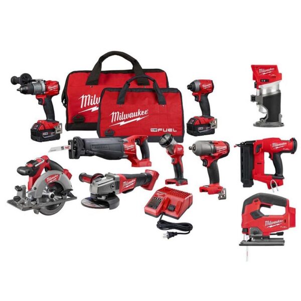 71ba67647f794ef08bbae70d293063ec Milwaukee M18 FUEL 18-Volt Lithium-Ion Brushless Cordless Combo Kit (10-Tool) W/(2) 5.0 Ah Batteries, (1) Charger, (2) Tool Bags