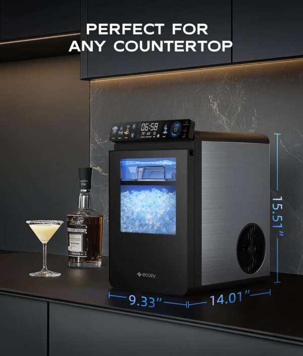 7226f01c22b241abb7cafe356c10aecc ecozy Nugget Ice Maker Countertop, Smart Pebble Ice Machine with APP Control, 44 lbs/24H Soft Pellet Chewable Ice with Self-Cleaning, Stainless Steel