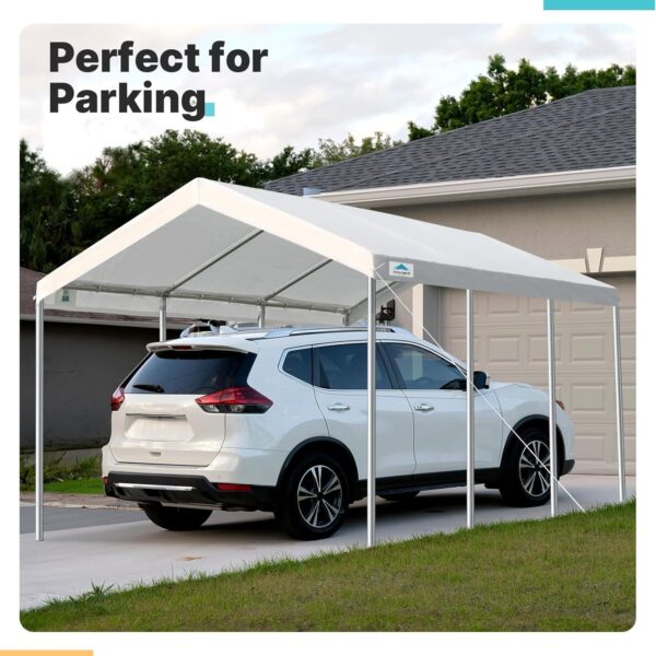 ADVANCE OUTDOOR 10×20 ft Heavy Duty Carport Potable Car Canopy Garage Party Tent Boat Shelter, Adjustable Height from 9.5 ft to 11 ft, Beige
