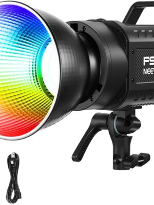 130W RGB LED Video Light APP/2.4G Control 17 Effects, 2500-7500K 19800lux/1m COB Continuous Lighting Output with CRI97/TLCI98 4 Dimming Curves, Spotlight for Studio Shoots, FS150C