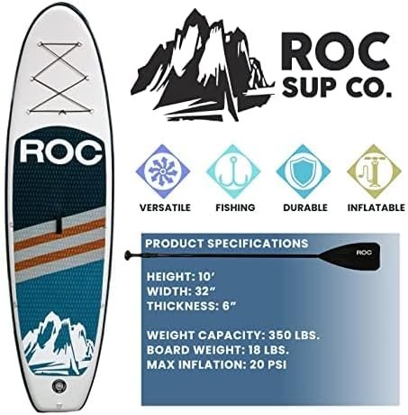 72a29020595c479ca3ff17bbf4729d55 Roc Inflatable Stand Up Paddle Boards with Premium SUP Paddle Board Accessories, Wide Stable Design, Non-Slip Comfort Deck for Youth & Adults