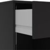 3-Pc Scandinavian Design Engineered Wood Bedroom Furniture Set with 3-Drawer Chest & 6-Drawer Double Dresser & 1-Drawer Nightstand, Pewter Plastic Handles, Smooth Plastic Glides, in Black