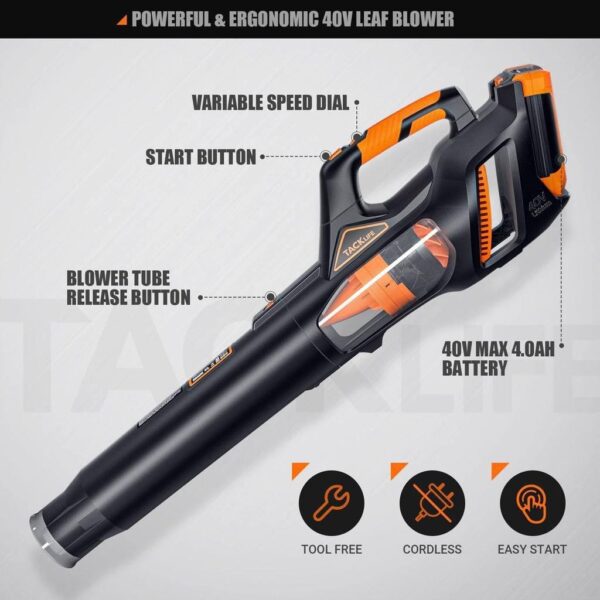 72cd15d305dc41c4b4c1b41e65758801 40V Leaf Blower KDBV40A, Brushless Motor, 540 CFM, 100 MPH, 5-Speed, 4.0Ah Battery & Charger Included