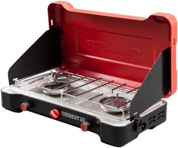 72d310a7722749809f0baa74ba4fff89 Camp Chef Mountain Series Everest 2X – High Output Two-Burner Camp Stove – Lid Doubles as Windscreen – Portable Cooking Stove – For Outdoor Cooking – 20,000 BTU Burners – 215 Sq In Cooking Area