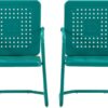 Crosley Furniture Bates Retro Metal Outdoor Loveseat Glider (CO1024-TU) and Arm Chair Set (CO1025-TU), Turquoise Gloss