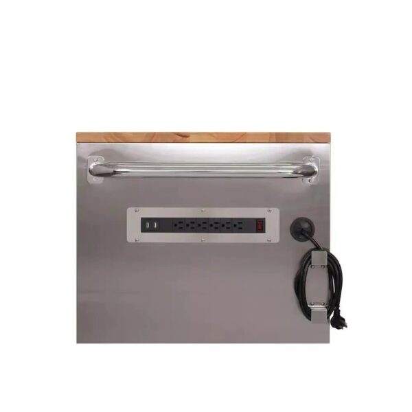 730a66525e4a46c095f88af637be5ca1 72 in 18-Drawer 24 in. D Mobile Workbench with Solid Wood Top Stainless Steel