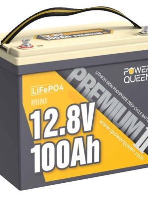 Power Queen 12V 100Ah Mini LiFePO4 Lithium Battery Deep Cycle 1280Wh BMS for Camper Boat Marine