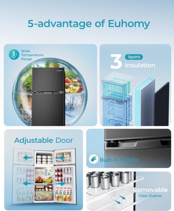 73e55cb092ba4fa69dbdb0dbb5cb0a1d EUHOMY 3.2 Cu.Ft Mini Fridge with Freezer – 2-Door Compact Refrigerator for Bedroom, Dorm, Office or Apartment, Silver