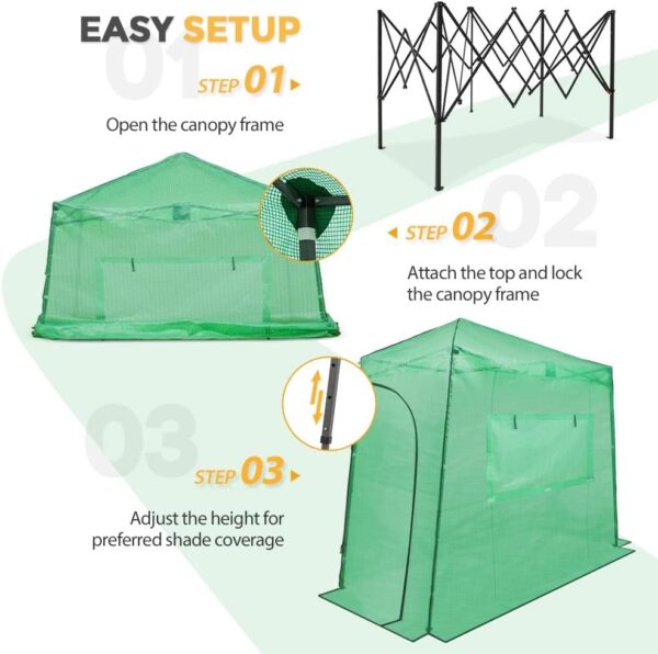 73ef70137f5947f19afd222ae30d6234 EAGLE PEAK 6×4 Portable Walk-in Greenhouse, Pop-up Indoor Outdoor Garden Green House, Zippered Door and Windows, PE Cover, White