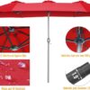 15ft Patio Umbrella with Solar Lights, Large Double Umbrella Outdoor, Rectangle 180”x106” Umbrellas with 156 PCS LED Lights and Crank Handle for Backyard Deck Pool Shade in Black(1.9′′ Pole)