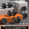 Adjustable Dumbbells, 20/30/40/45/70/90lbs Free Weight Set with Connector, 5 in1 Dumbbells Set Used as Barbell, Kettlebells, Push up Stand, Weight Plate, Fitness Exercises for Home Gym Suitable Men/Women