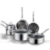 SNOWCLAD Pots and Pans set non stick, 10 pcs Hybrid Stainless Steel Cookware Sets, non stick Frying Pans