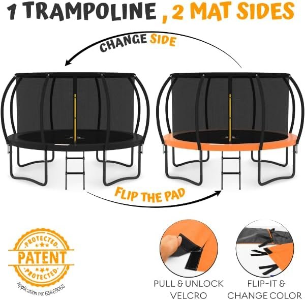 JUMPZYLLA Trampoline 8FT 10FT 12FT 14FT 15FT 16FT Trampoline with Enclosure – Recreational Trampolines with Ladder and AntiRust Coating, ASTM Approval Outdoor Trampoline for Kids