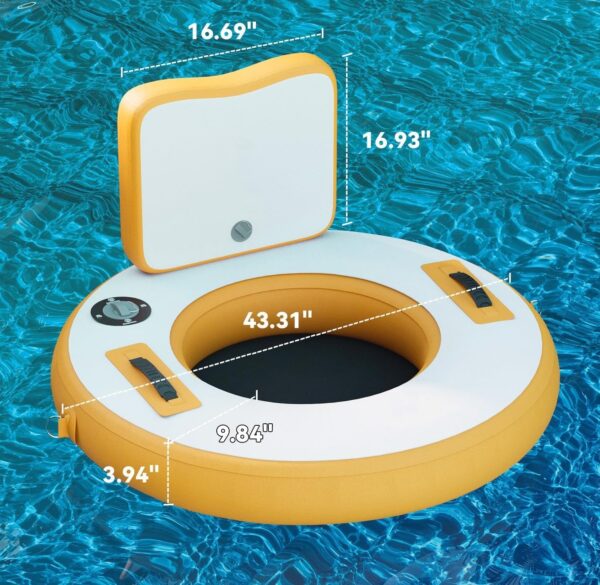 74ed2f0fe192463b86dd3e9019ad6eb6 Round Inflatable Floating Dock, Sunchill Float Ring, Hammock Tanning Pool with 4in Woven Fabric, Manual Pump for 1-2 Min Quick Inflate/Deflate, Fits 2-8, Ideal for Lakes, Pools, Oceans