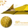 15ft Patio Umbrella with Solar Lights, Large Double Umbrella Outdoor, Rectangle 180”x106” Umbrellas with 156 PCS LED Lights and Crank Handle for Backyard Deck Pool Shade in Black(1.9′′ Pole)