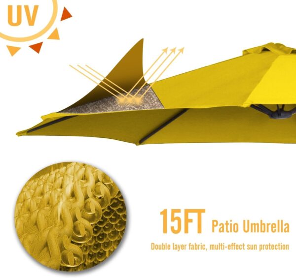 74f30beecfef49c98516b7ace4977e37 15ft Patio Umbrella with Solar Lights, Large Double Umbrella Outdoor, Rectangle 180”x106” Umbrellas with 156 PCS LED Lights and Crank Handle for Backyard Deck Pool Shade in Black(1.9′′ Pole)