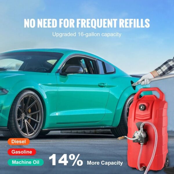 7506e4a4930941478242fa7232273521 16 Gallon Fuel Caddy, 7.8 L/Min, Portable Gas Storage Tank Container
