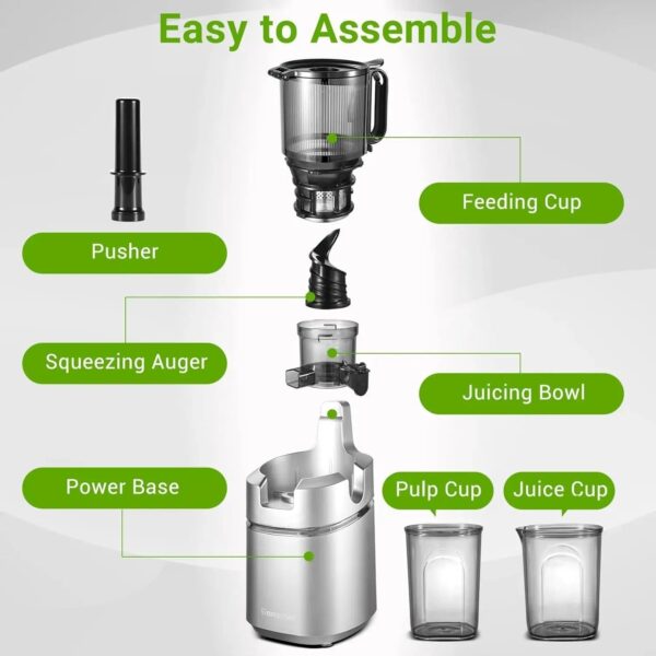 752eafe0549b423aa667ffdaf5cfa42e Juicer Machines, 5.3-Inch Self-Feeding Masticating Juicer Fit Whole Fruits & Vegetables, Cold Press Electric Juicer Machines with High Juice Yield, Easy Cleaning, BPA Free, 250W