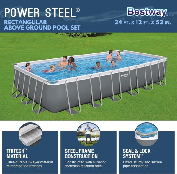 Bestway Oval Above Ground Pool Set (10′ x 6’7′′ x 33′′)| Includes Filter Pump & ChemConnect Dispenser
