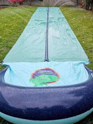 TEAM MAGNUS 31ft Slip n Slide with 500CL Inflatable Crash pad. Slip and Slide for Kids Ages 8-12 in Heavier, 0.22mm PVC with Adjustable sprinklers (372′′ L x 63′′ W x 10′′ H)