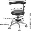 Medical Dental Stool Dentist Chair with 360 Degree Rotation Armrest PU Leather Assistant Stool Chair Height Adjustable Doctor Chair
