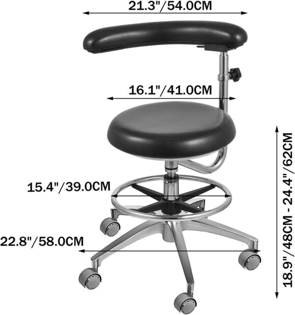 75687e27e8f6470080274530f306ac98 Medical Dental Stool Dentist Chair with 360 Degree Rotation Armrest PU Leather Assistant Stool Chair Height Adjustable Doctor Chair