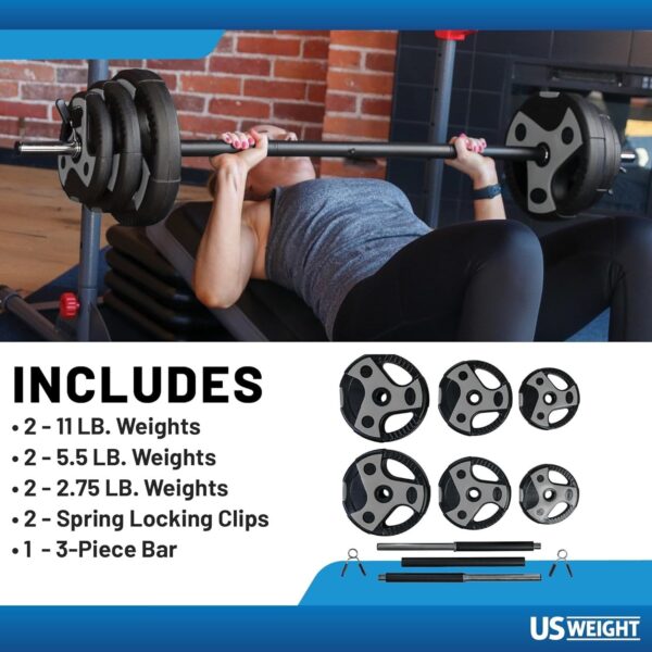 75a1c41827d94ed69d741560bd7219ce US Weight Barbell Weight Set for Home Gym with 55” padded Bar – Adjustable Weights for Exercise, Lifting, and to Build Muscle