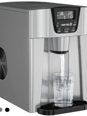 2 in 1 Ice Maker Water Dispenser Countertop 36lbs/24H LCD Display Portable New – Black