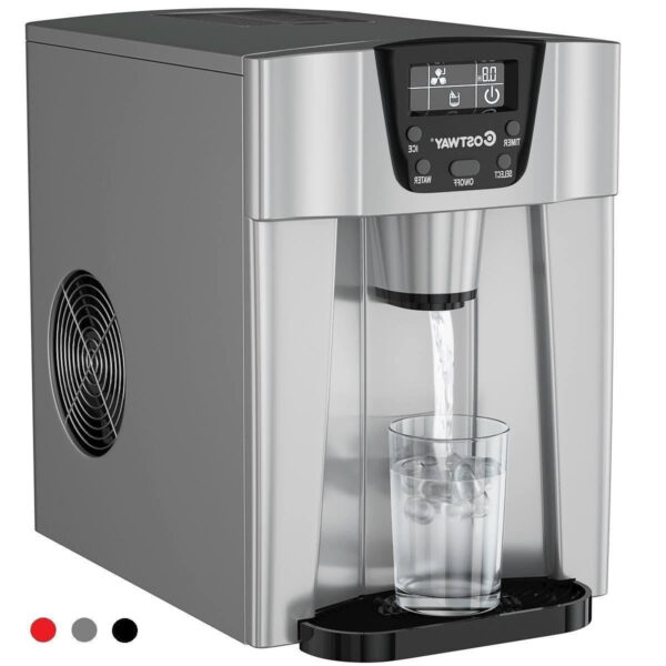 7628a8e919fe4774ad77e44096b143a2 2 in 1 Ice Maker Water Dispenser Countertop 36lbs/24H LCD Display Portable New – Black