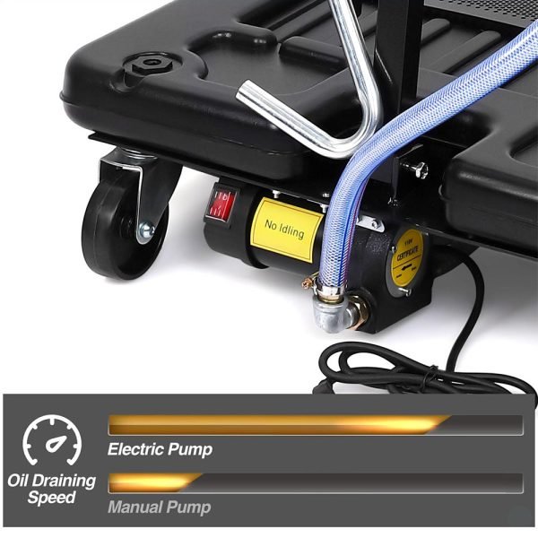 767a931c86ec452485b10da72f6aa515 17 Gal Electric Oil Drain with 110V Pump & 8 Ft Hose,Low Profile & T Folding Handle Oil Drain Cart for Truck Cars SUVs
