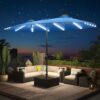 15ft Patio Umbrella with Solar Lights, Large Double Umbrella Outdoor, Rectangle 180”x106” Umbrellas with 156 PCS LED Lights and Crank Handle for Backyard Deck Pool Shade in Black(1.9′′ Pole)