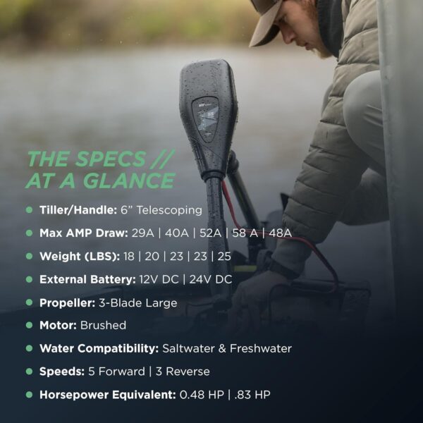 Newport NV-Series Thrust Saltwater Transom Mounted Trolling Electric Trolling Motor w/LED Battery Indicator