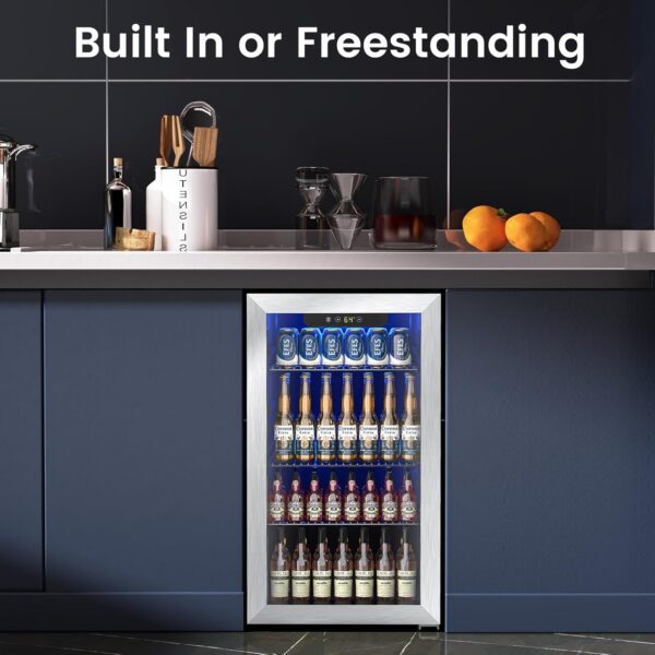 Mini Fridge 130 Can Beverage Refrigerator Cooler, 3.2 Cu.Ft Drink Fridge for Soda Wine Beer, Adjustable Temperature Control for Home Office, Black