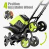 Electric Tiller, YERYORK 15-Amp 18-Inch Width 9-Inch Depth Corded Tiller Cultivator 24 Durable Steel Tines Gardening Tiller with Adjustable Wheels Foldable Handle for Easy Soil Cultivation