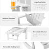 Folding Adirondack Rocking Chair,4-in-1 Multifunctional Patio Chair with Retractable Ottoman, Outdoor Chair Wood Texture, Lawn Chair for Porch, Backyard, Pool(Grey)