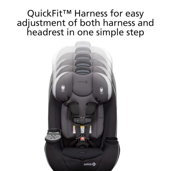 Grow and Go All-in-One Slim Convertible Car Seat, Rear Facing, 5-40 lbs, Forward Facing (30–65 lbs), High Back Booster Seat 40-100 pounds, Aqua Pop