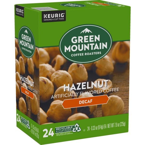 Green Mountain Coffee Roasters Hazelnut Decaf Coffee, Single-Serve K-Cup pods, Light Roast, 96 Count (4 Packs of 24)
